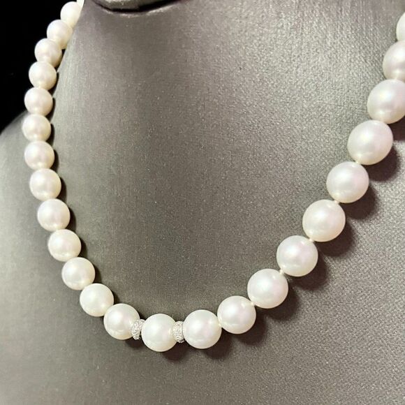 Natural South Sea Pearl Diamond Necklace 14k Gold 11 mm Certified $15,950 221248 - Picture 6 of 9